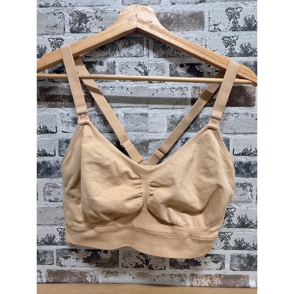 Kindred Bravely Nursing Pumping Bra Women M-Busty Beige Wireless Seamless Bra